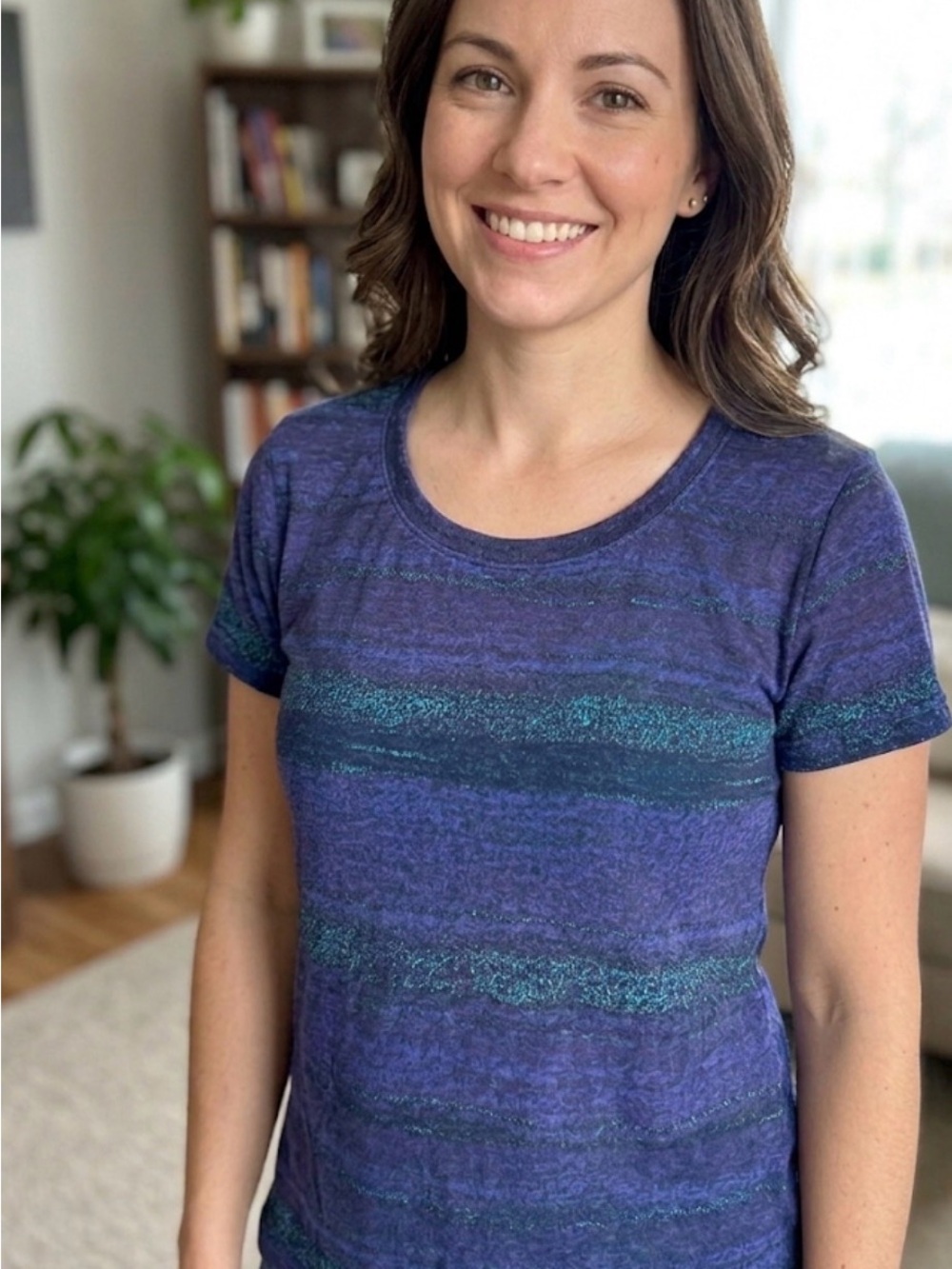 Alpine Design Purple & Teal Striped Short-Sleeve Crewneck Tee